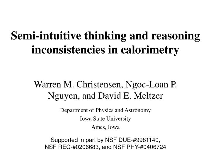 semi intuitive thinking and reasoning inconsistencies in calorimetry