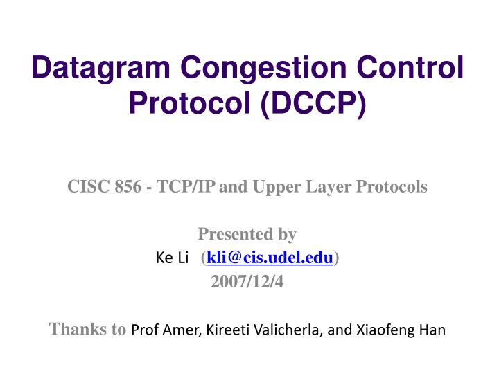 datagram congestion control protocol dccp