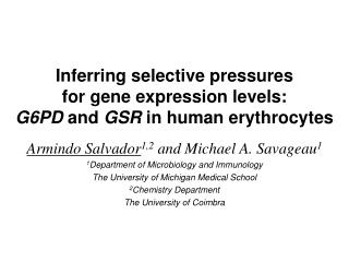 Inferring selective pressures for gene expression levels: G6PD and GSR in human erythrocytes