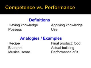 Competence vs. Performance