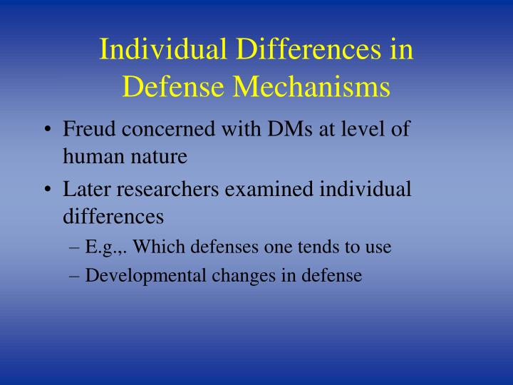 individual differences in defense mechanisms
