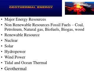 Major Energy Resources