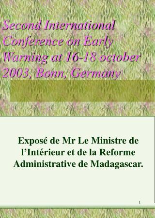 Second International Conference on Early Warning at 16-18 october 2003, Bonn, Germany