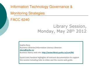 Information Technology Governance &amp; Monitoring Strategies FACC 6240