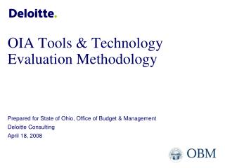 OIA Tools &amp; Technology Evaluation Methodology
