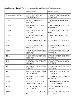 Supplementary Table1. The primer sequence for amplification of each transcripts.