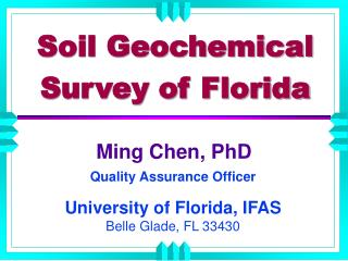Soil Geochemical Survey of Florida