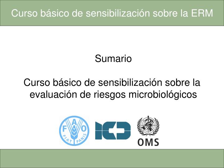 sumario curso b sico de sensibilizaci n sobre la evaluaci n de riesgos microbiol gicos