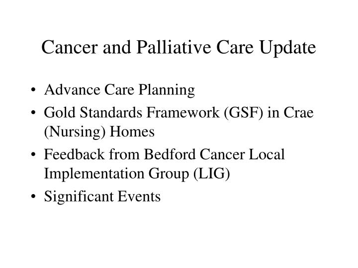 cancer and palliative care update