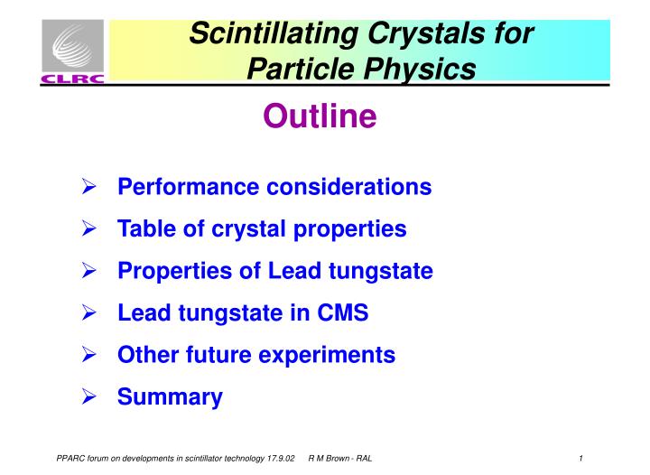 scintillating crystals for particle physics