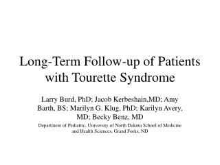 Long-Term Follow-up of Patients with Tourette Syndrome