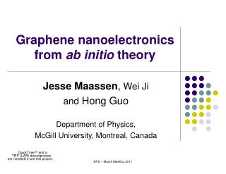 Graphene nanoelectronics from ab initio theory