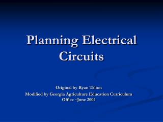 Planning Electrical Circuits