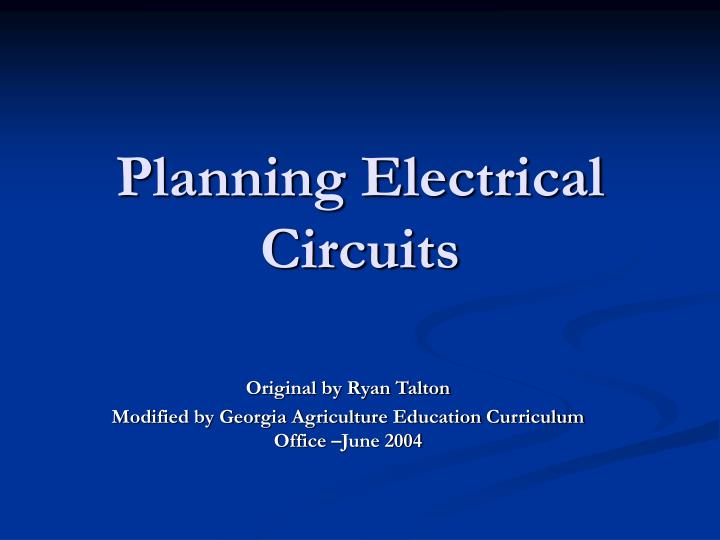 planning electrical circuits