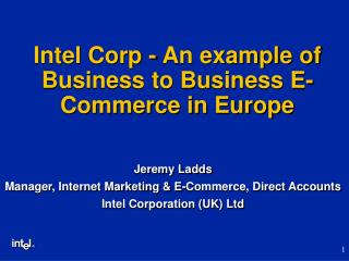 Intel Corp - An example of Business to Business E-Commerce in Europe
