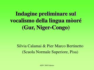 Indagine preliminare sul vocalismo della lingua mòoré (Gur, Niger-Congo)