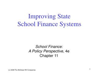 Improving State School Finance Systems
