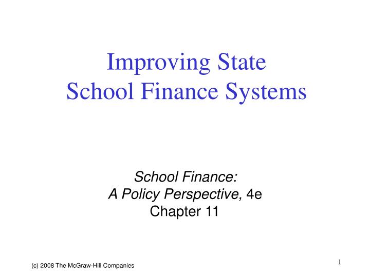 improving state school finance systems