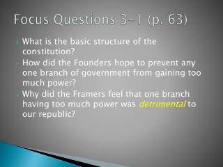 Focus Questions 3-1 (p. 63)