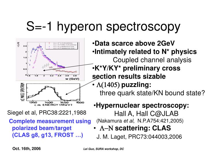 s 1 hyperon spectroscopy