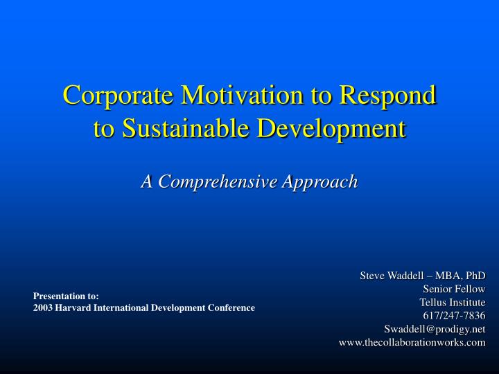 corporate motivation to respond to sustainable development