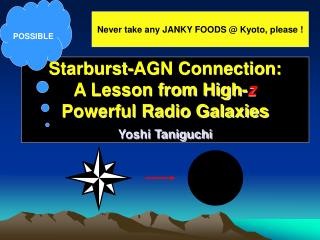 Starburst-AGN Connection: A Lesson from High- z Powerful Radio Galaxies Yoshi Taniguchi