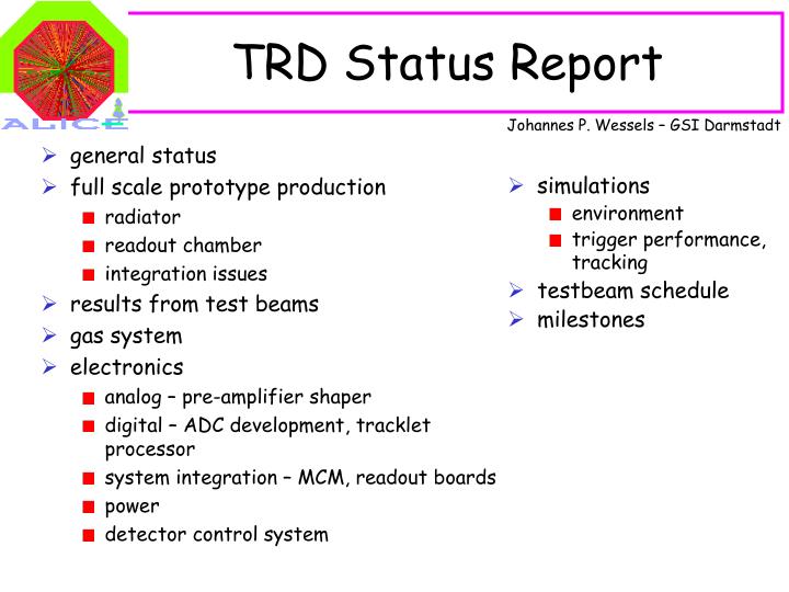 trd status report