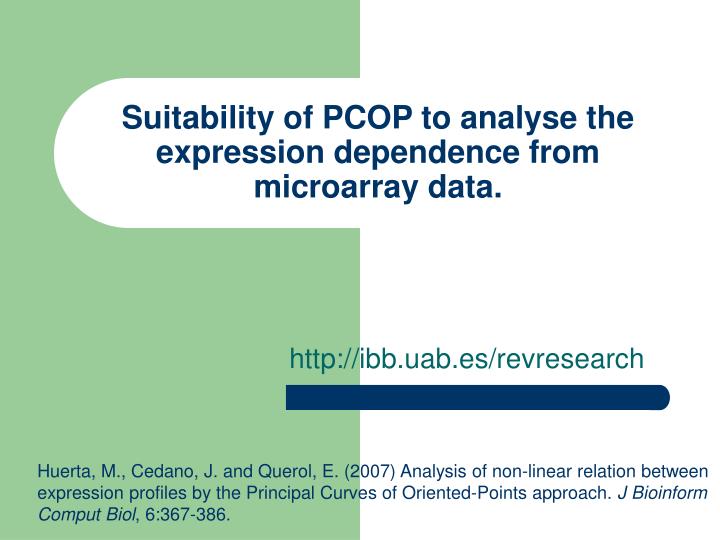 suitability of pcop to analyse the expression dependence from microarray data