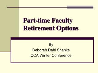 Part-time Faculty Retirement Options