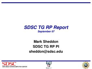 SDSC TG RP Report September 07