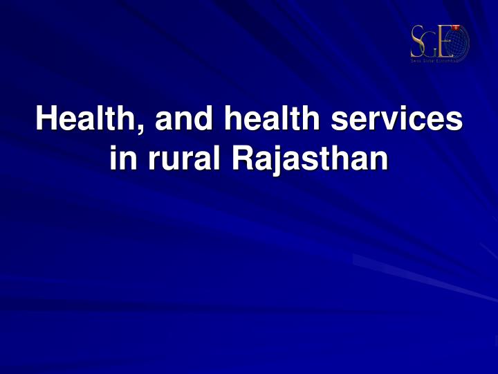 health and health services in rural rajasthan