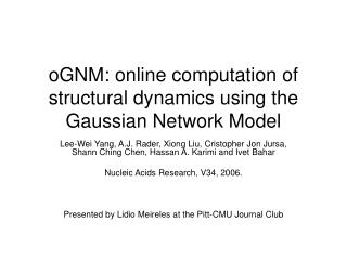oGNM: online computation of structural dynamics using the Gaussian Network Model