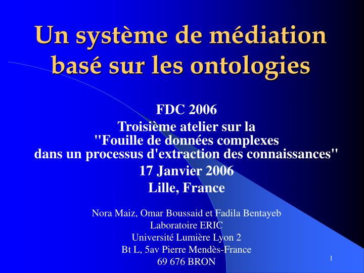 PPT - Un Système De Médiation Basé Sur Les Ontologies PowerPoint ...