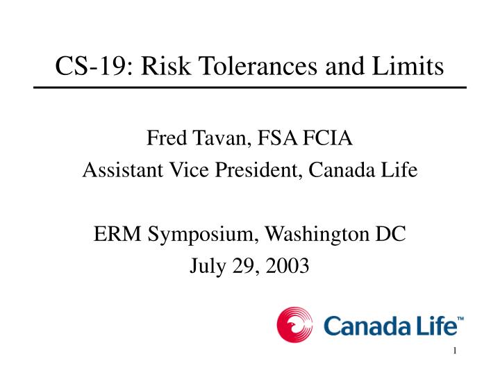 cs 19 risk tolerances and limits
