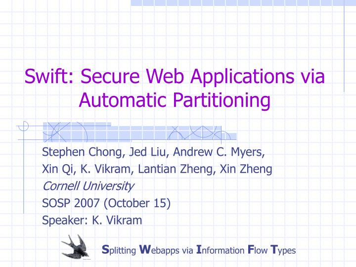 swift secure web applications via automatic partitioning