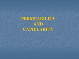PERMEABILITY AND CAPILLARITY