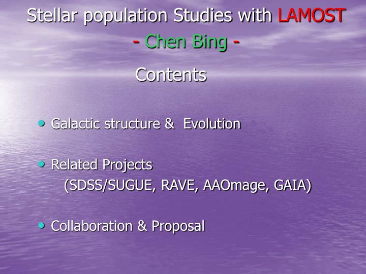 stellar population studies with lamost chen bing