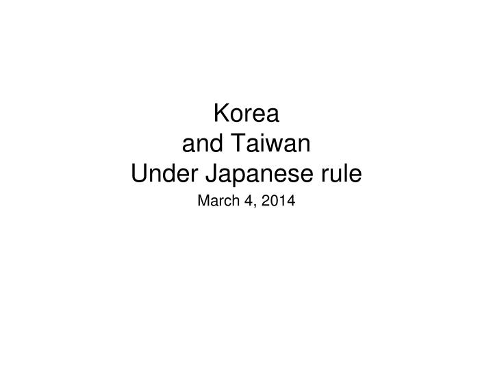 korea and taiwan under japanese rule