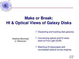 Make or Break: HI &amp; Optical Views of Galaxy Disks