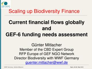 Scaling up Biodiversity Finance