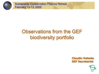 Observations from the GEF biodiversity portfolio