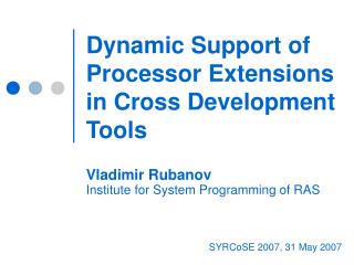 Dynamic Support of Processor Extensions in Cross Development Tools