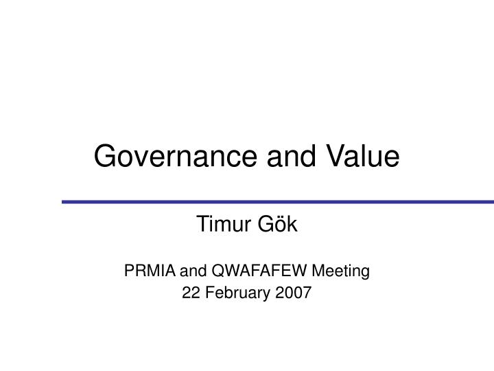 governance and value