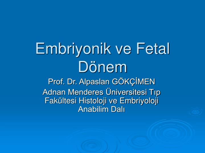 embriyonik ve fetal d nem
