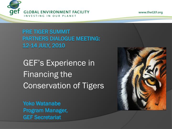 gef s experience in financing the conservation of tigers