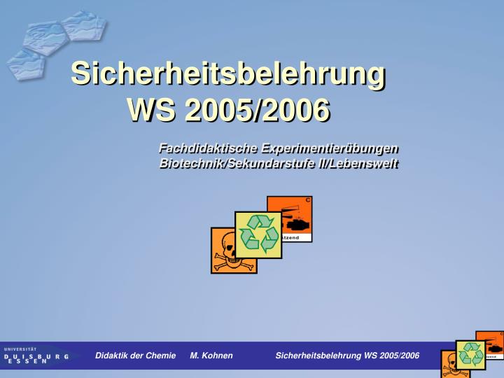 sicherheitsbelehrung ws 2005 2006