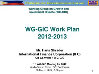 WG-GIC Work Plan 2012-2013