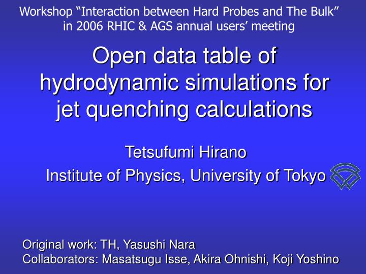 open data table of hydrodynamic simulations for jet quenching calculations