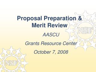 Proposal Preparation &amp; Merit Review