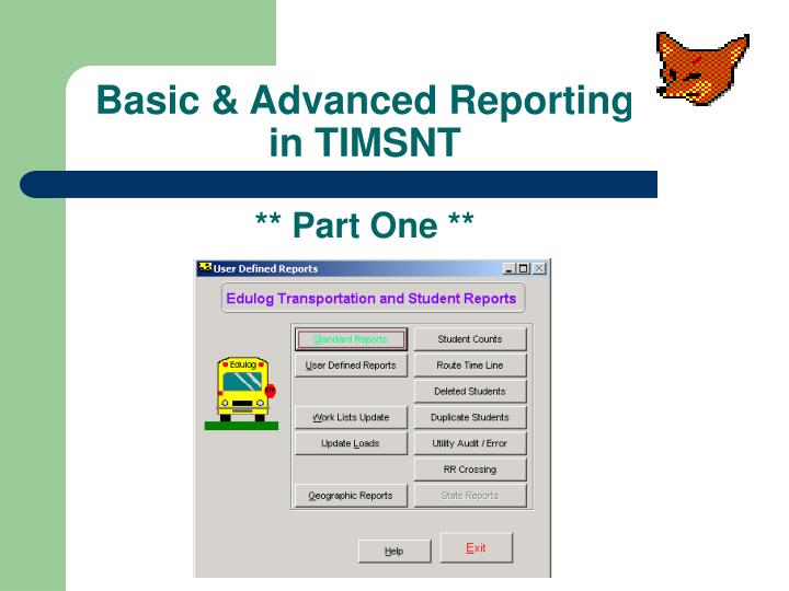 basic advanced reporting in timsnt part one